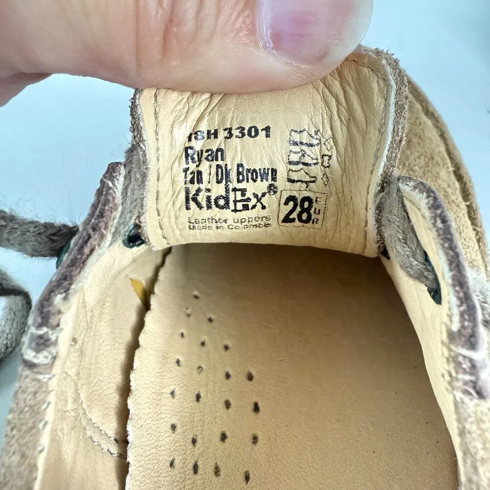 Kid Express Ryan Tan Nubuck and Dark Brown Leather Lace Up Shoes Sz 28 (11-11.5)